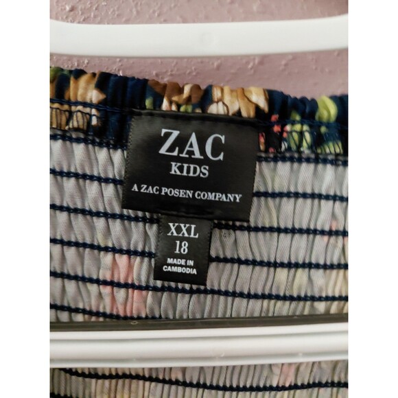 Zac Kids Girls Midnight Blue Floral Short Sleeve Smocked Dress Size 18(XXL) NWT - Picture 7 of 14